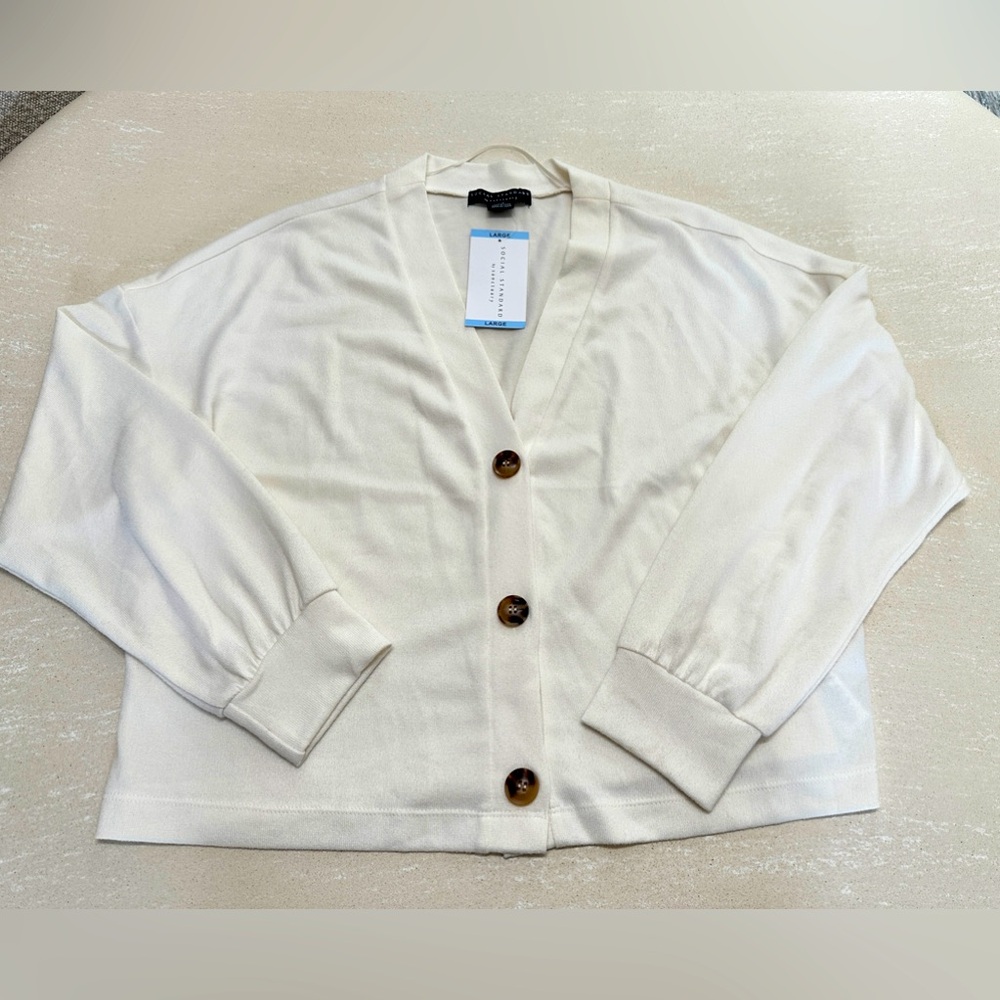 NWT Social Standard by Sanctuary White/ ivory Daytripper Cardigan Size Large